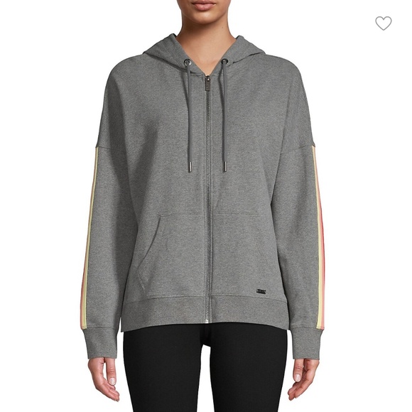 Marc New York Striped-Sleeve Zip-Front Sweater - Picture 2 of 8